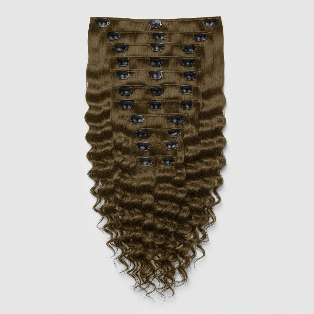 Seamless Clip in Extension - Deep Curly 30” Dirty Blonde