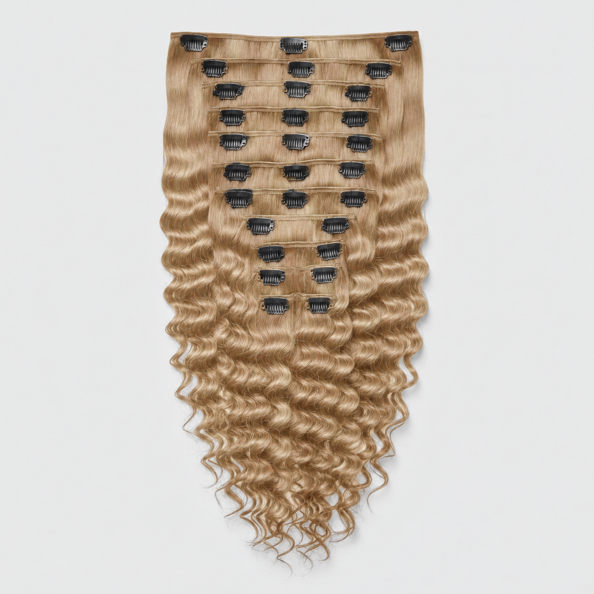 Seamless Clip in Extension - Deep Curly 16” Dirty Blonde (200g)