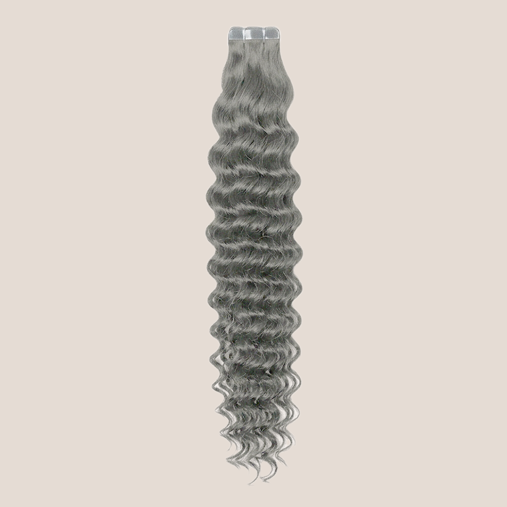 Tape in Extension - Deep Curly 22” Silver Blonde (150g)