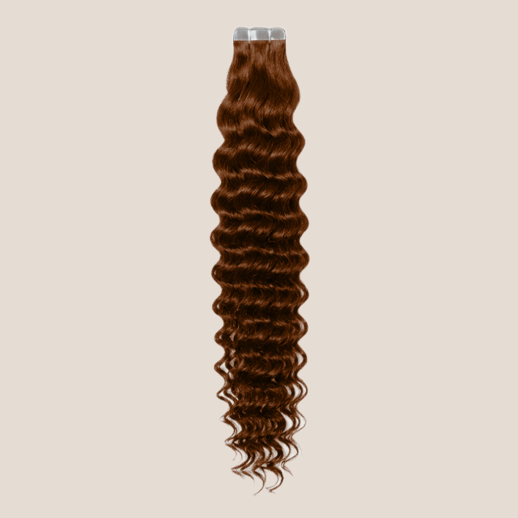 Tape in Extension - Deep Curly 22” Light Chestnut Brown (150g)