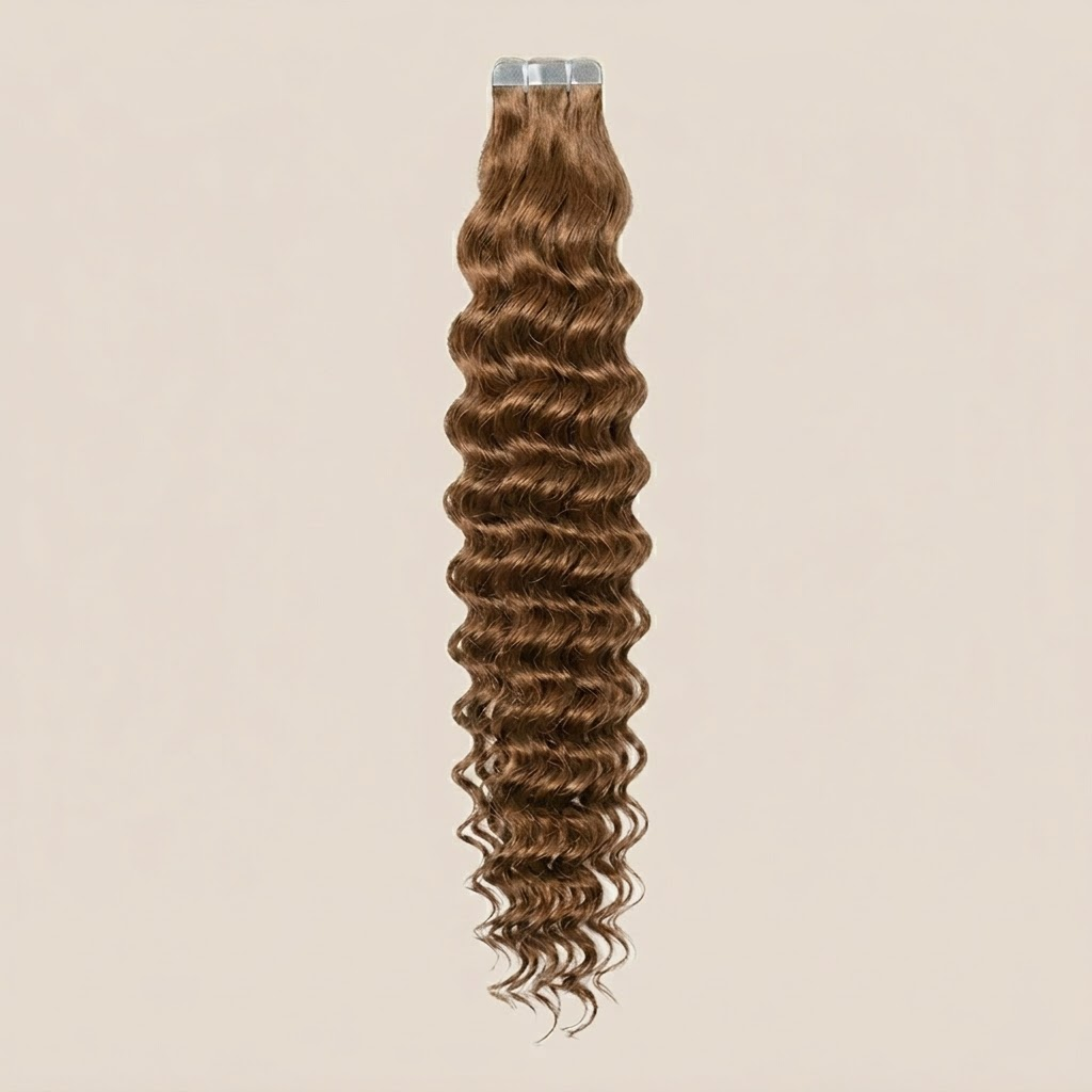 Tape in Extension - Deep Curly 16” Light Brown V2 (150g)