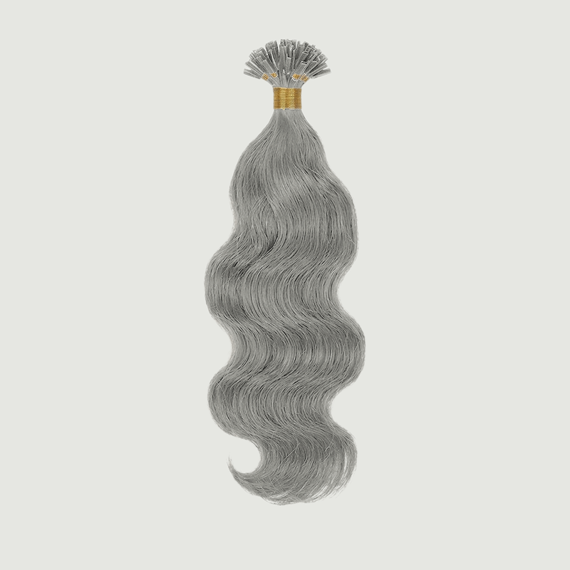 K-Tip - Natural Wavy 16” Silver Blonde (150g)
