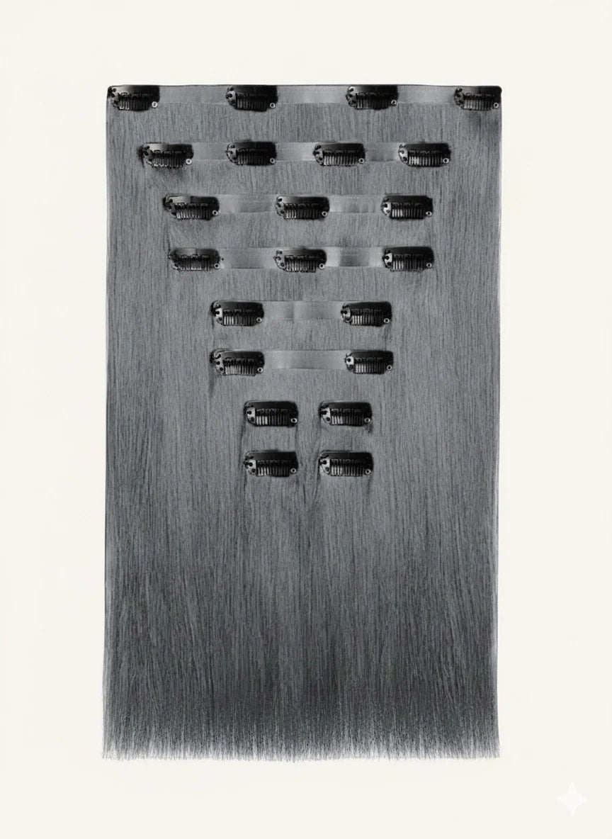 Seamless Clip in Extension - Straight 22” Silver Blonde