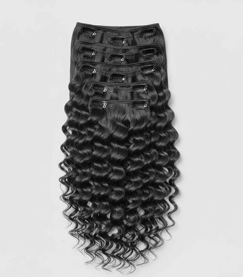 Seamless Clip in Extension - Water Wavy 32” Natural Black