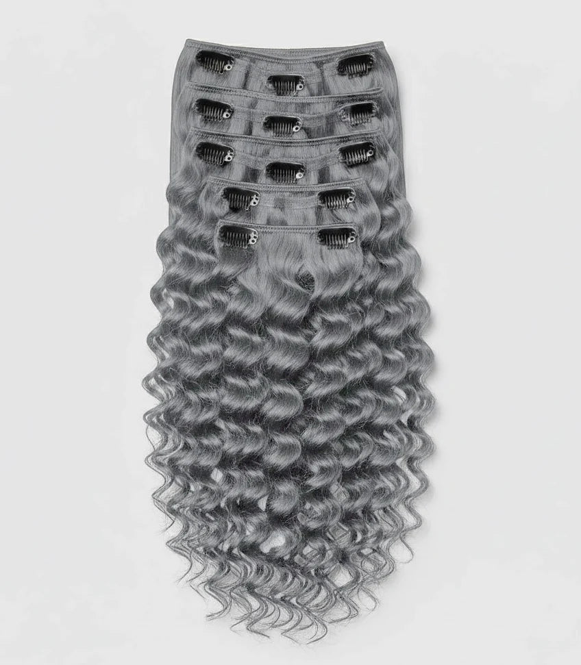 Seamless Clip in Extension - Water Wavy 32” Silver Blonde