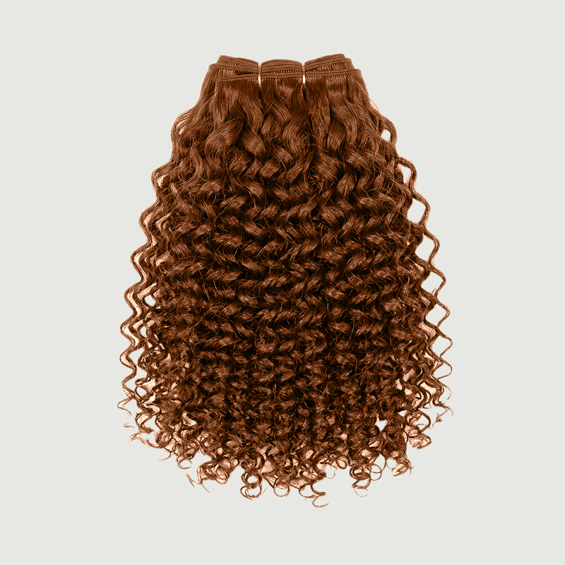 Weft - Deep Curly 22” Light Chestnut Brown (150g)